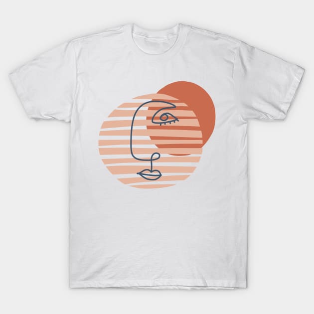 Abstract Face Line Art Modern Shapes T-Shirt by From Mars